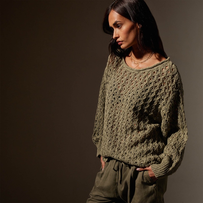 Cotton Linen Textured Sweater – Palm