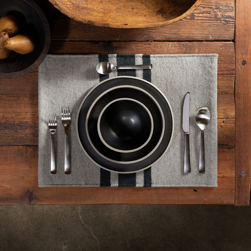 Wool Striped Placemat – Pearl Grey/Anthracite