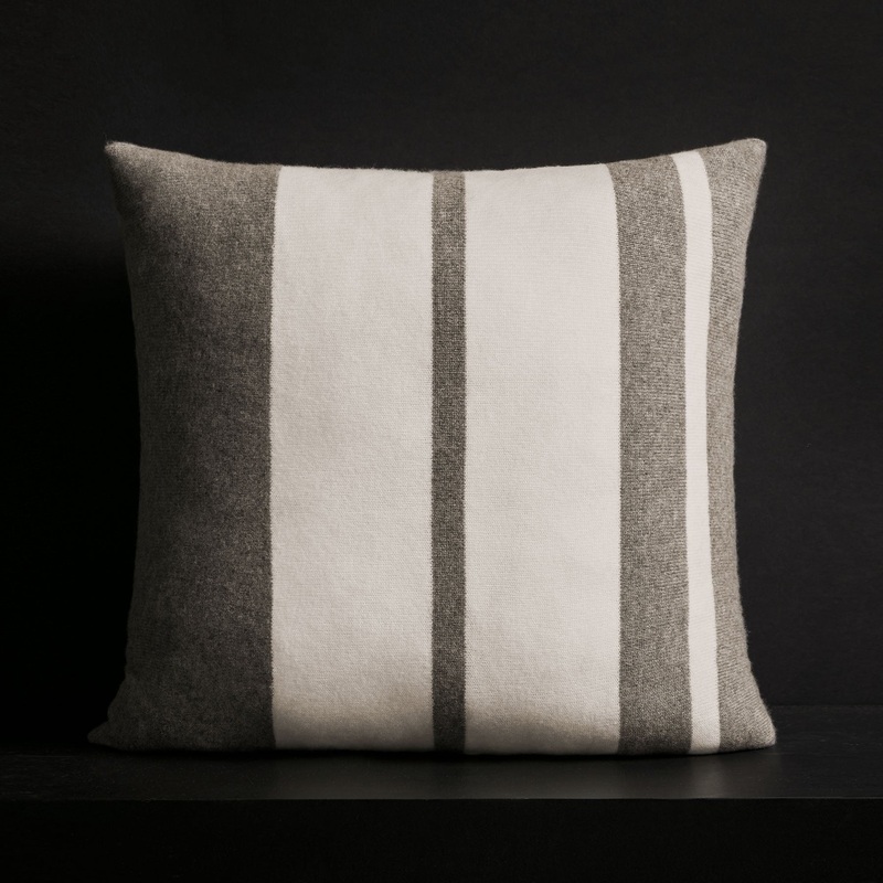 Cashmere Stripe Sham – Taupe Melange/White