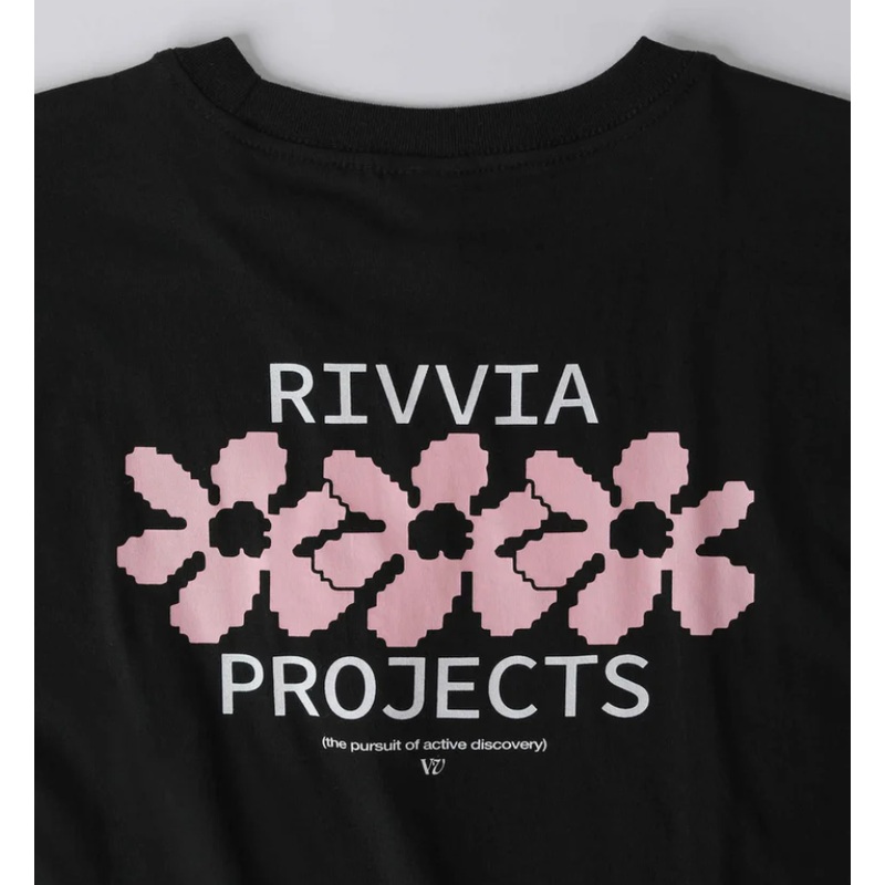 RIVVIA : DIGI FLOWER T-SHIRT : BLACK