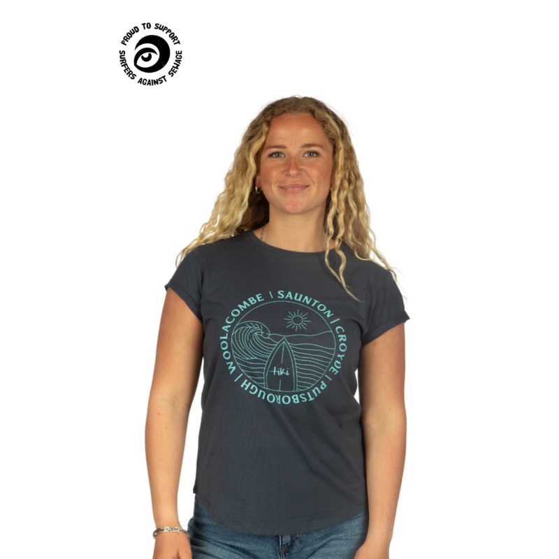 Tiki North Devon Womens Front Print T-Shirt Denim