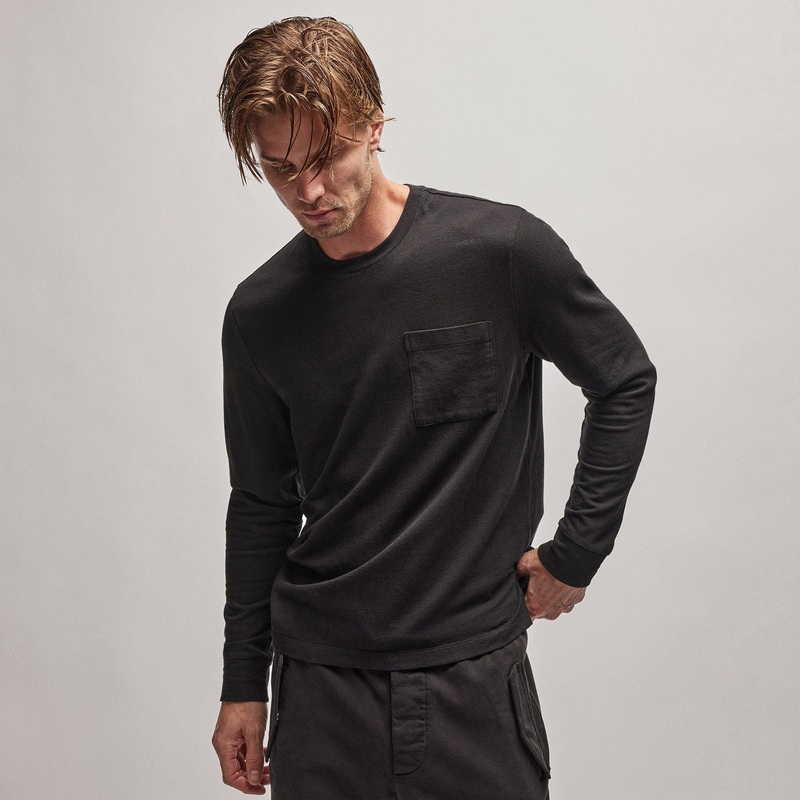 French Terry Pocket Crew – Black