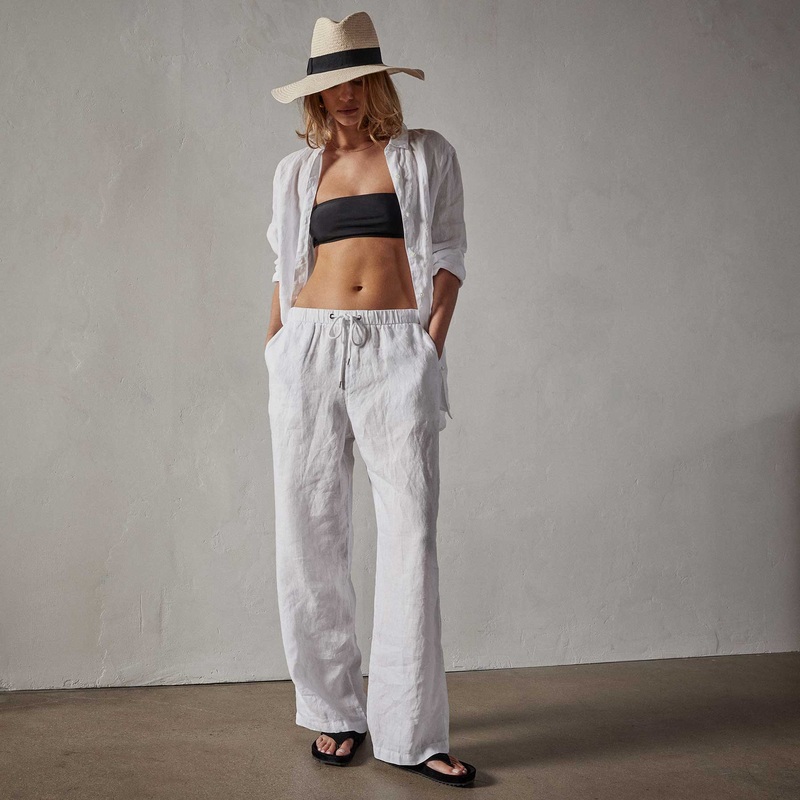 Lightweight Linen Pant – White