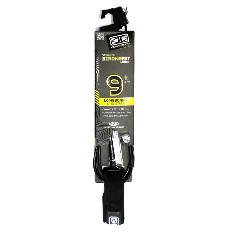 Ocean & Earth Comp One Piece Knee Leash (9ft-Black)