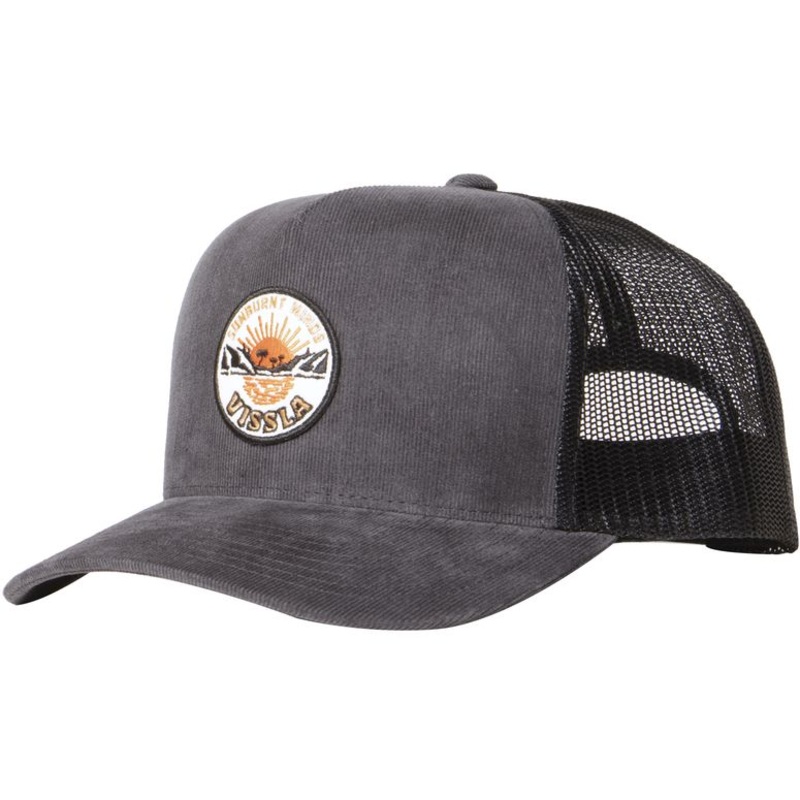 Vissla Sunrise Vibes Corduroy Trucker Hat-Black
