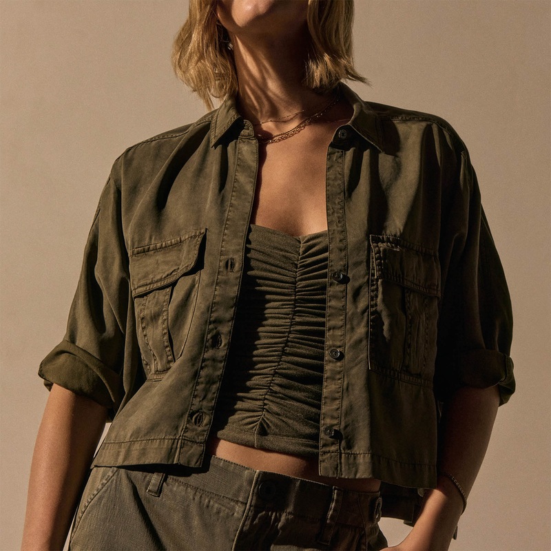 Pocket Cropped Shirt – Birch Pigment