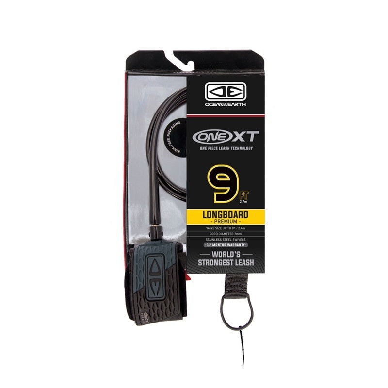 Ocean And Earth Premium One-XT Longboard Leash – 9ft Black