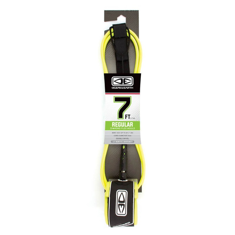 Ocean & Earth Regular Moulded Leash 7ft – Yellow