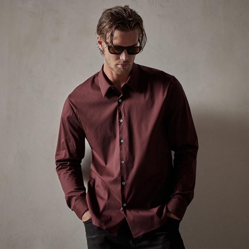 Matte Stretch Poplin Dress Shirt – Port
