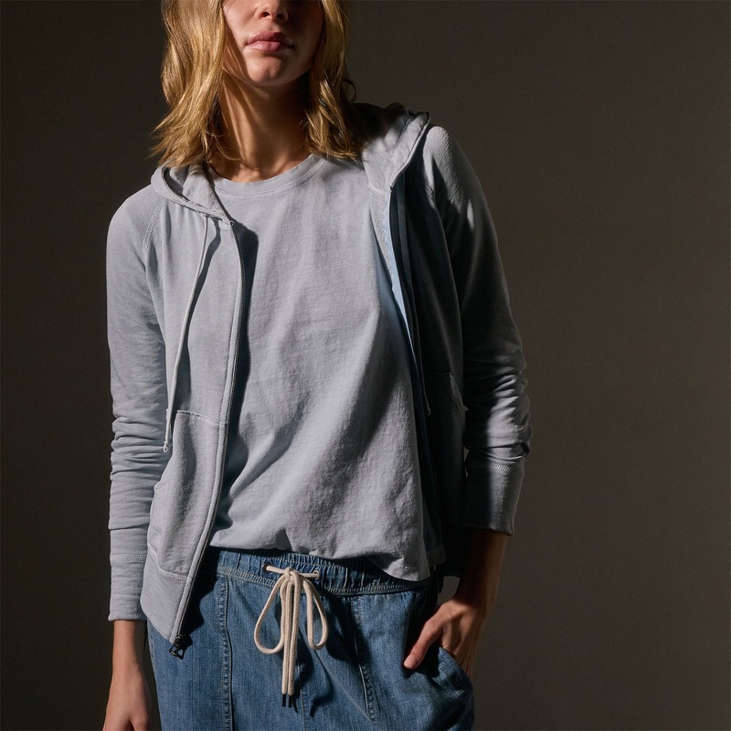Vintage French Terry Zip Up Hoodie – Grey Glacier Pigment