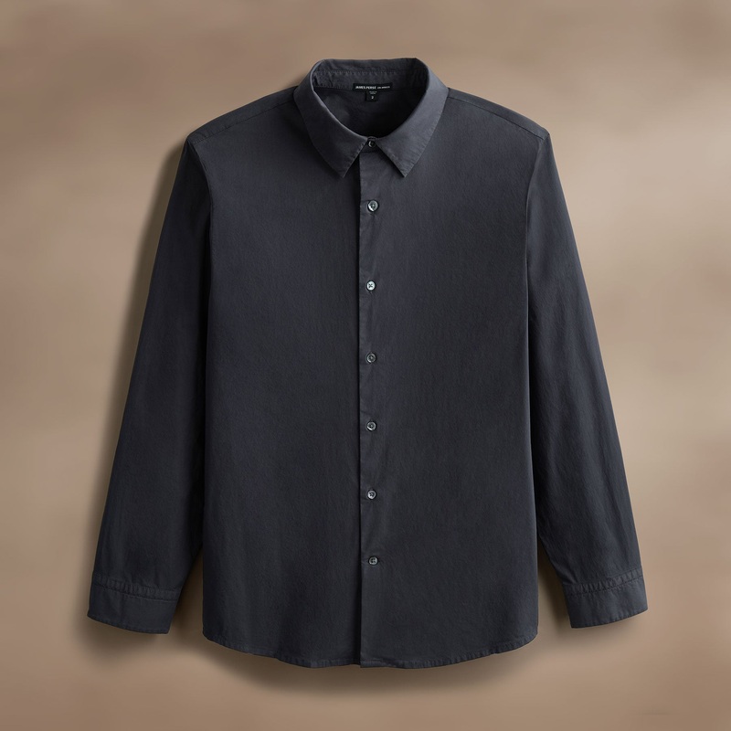 Stretch Poplin Shirt – Asphalt