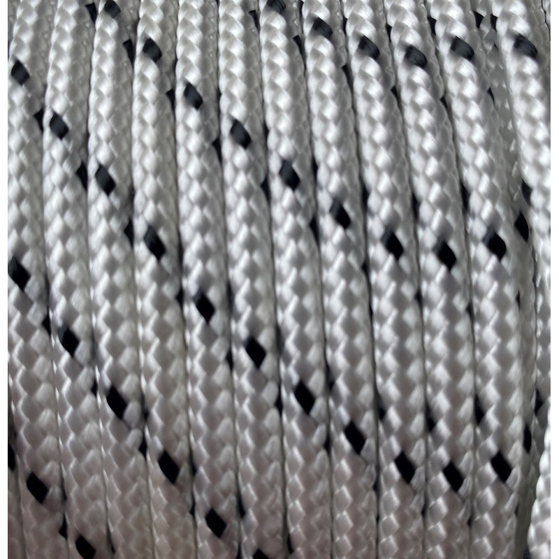 Atlantic Braids – 3/16 White w/Black Tracer Rope per foot